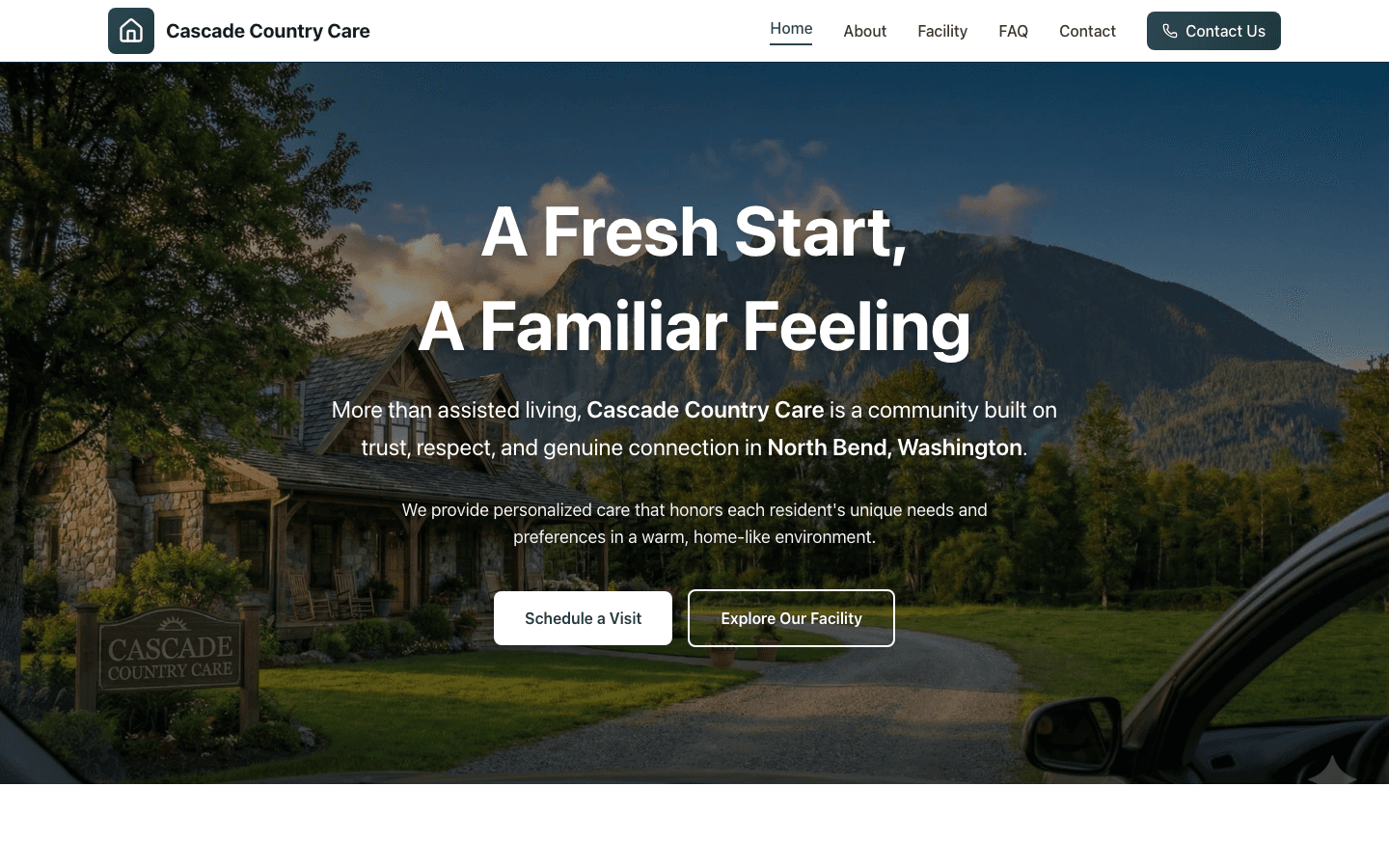 Cascade Country Care website screenshot