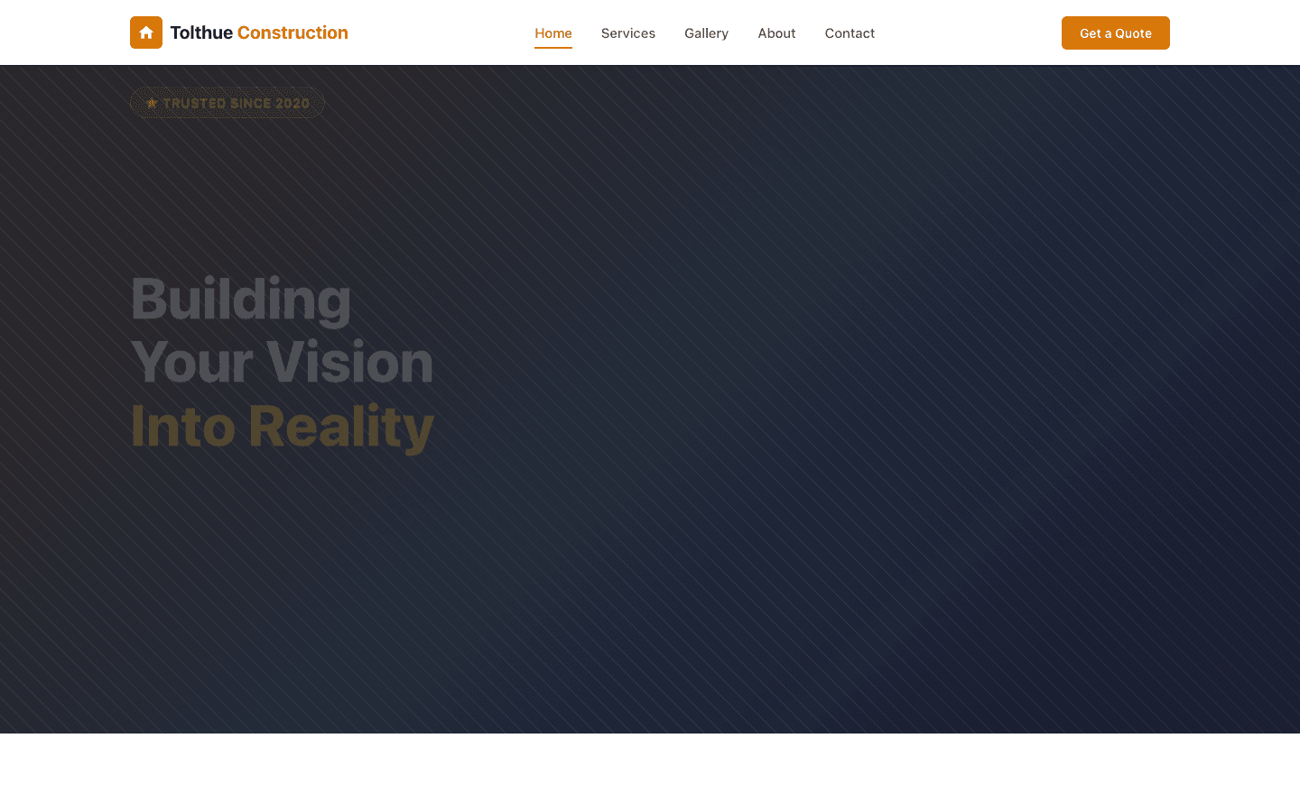 Tolthue Construction website screenshot